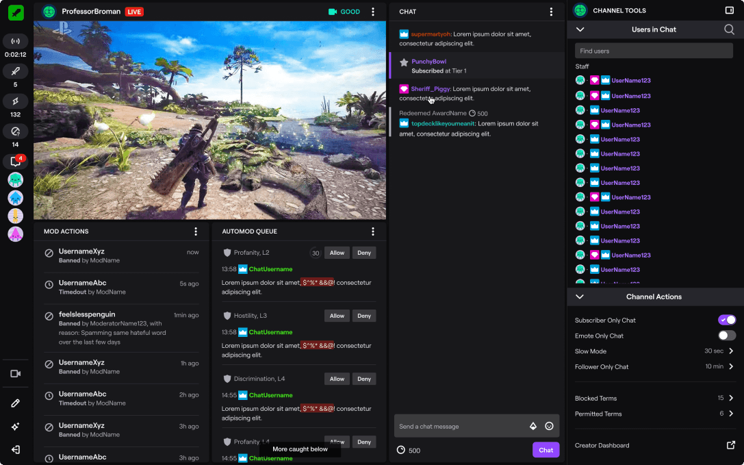 Image showing the Twitch Mod Dashboard